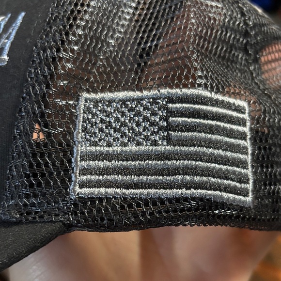 MAGA Black Cap with Embroidered Text and Flag - Picture 4 of 5